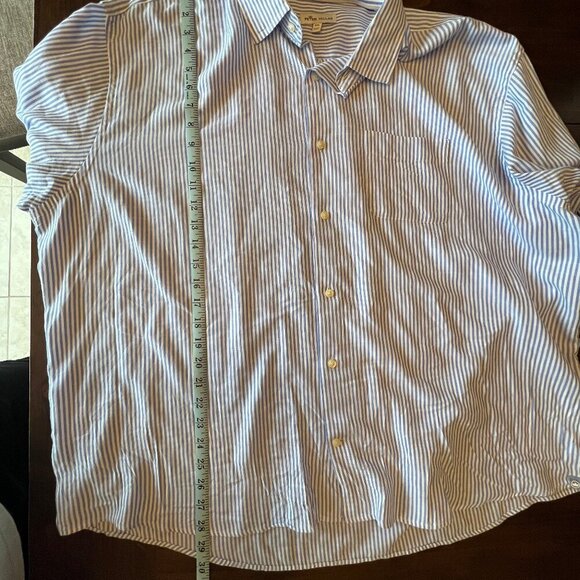 Peter Millar Men's Shirt Blue & White Striped Long Sleeve button Down, Size XXL - Picture 10 of 10
